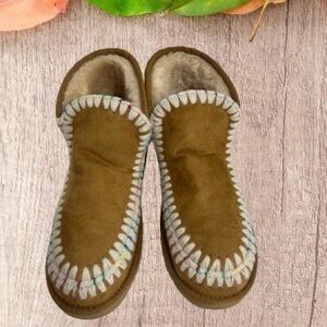 Wild Pair, Women’s Jolene Pull-on Winter Booties Tan 10M Chestnut Faux Shearing